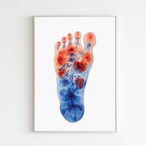 Menschlicher Fuß Anatomischer Aquarell Druck, Arztpraxis Wandkunst, Einzigartige Anatomische Aquarell Kunst Reproduktion, Physiologische Podiatrische