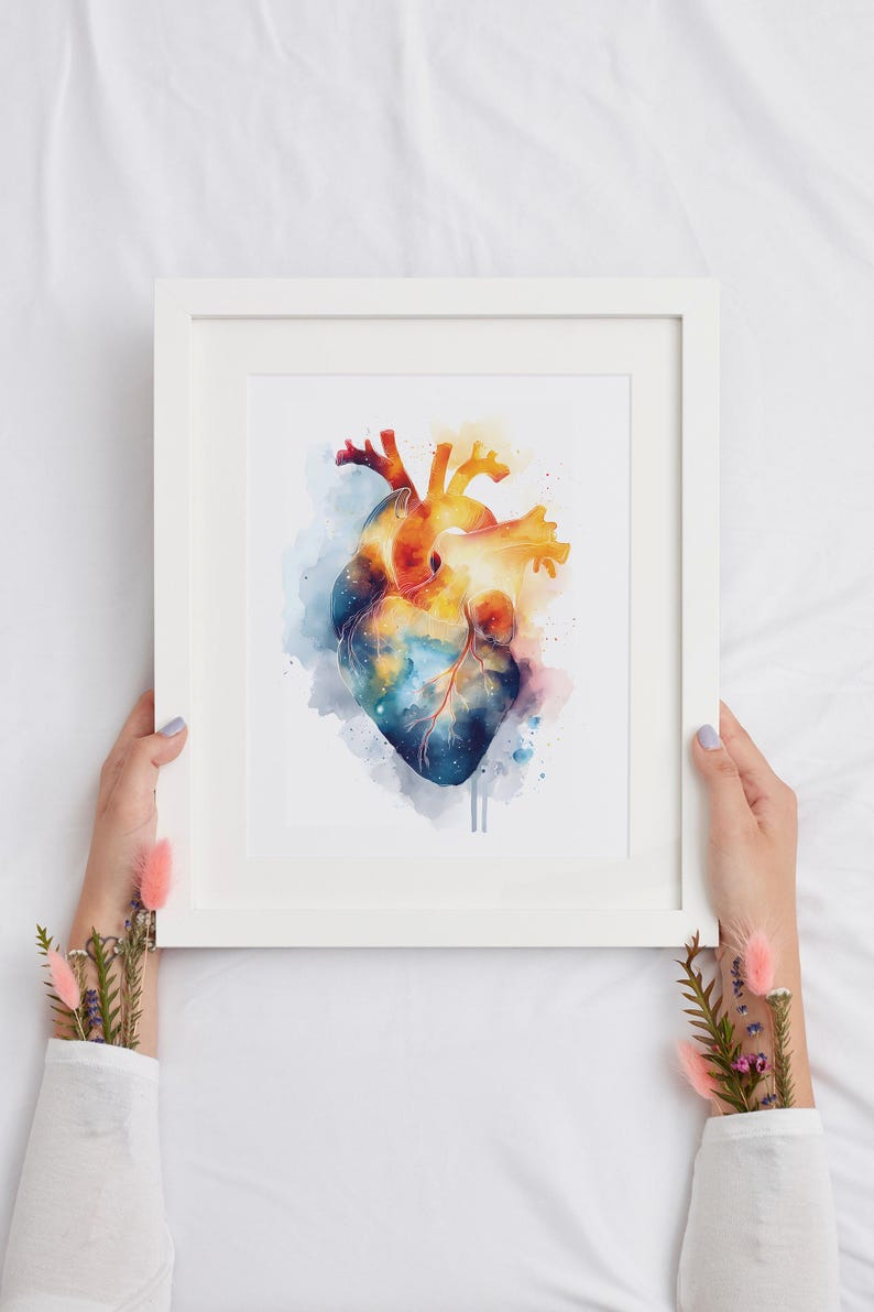 Brain Lungs Heart Poster Watercolor Anatomy Prints Set of 3 Wall Art ...