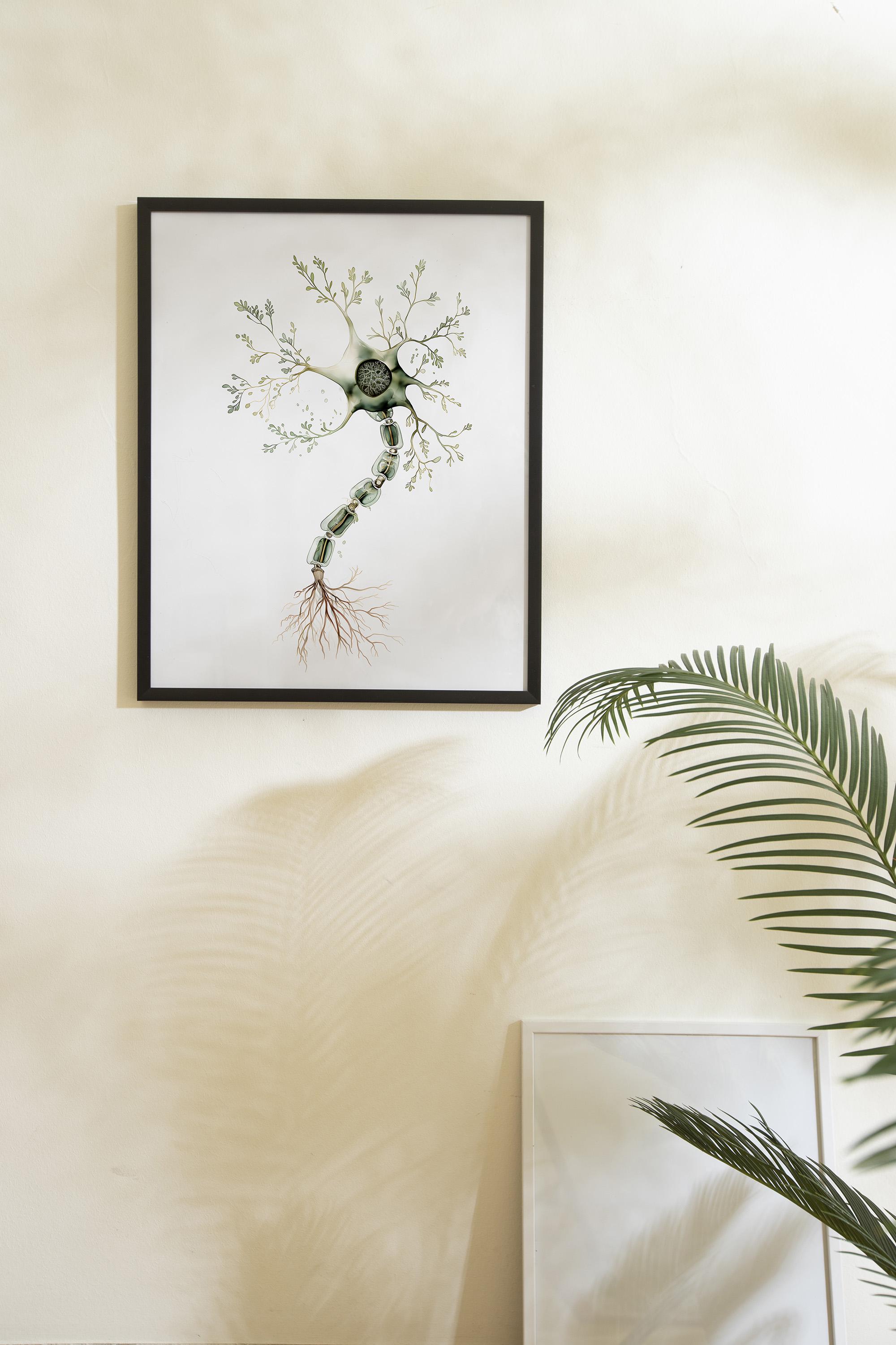 Neur Mural Neuron Watercolor Art Print, Abstract Brain Cell Decor, Anatomical ...
