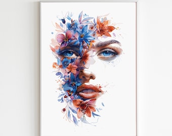 Skin Care Print Dermatology Prints Medical Spa Decor for Beauty Clinic Poster Face with Flowers Printable Wall Art Cometician Posters