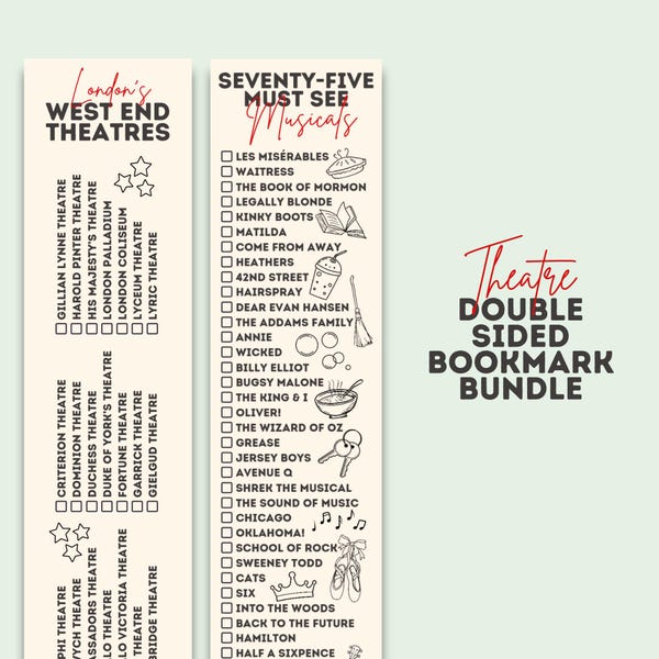Theatre Bookmark 2-Pack | West End | Broadway | Musical Theatre