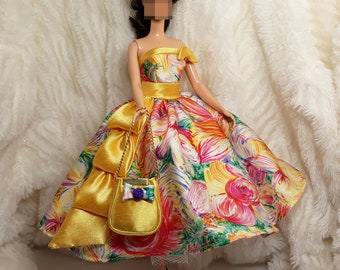 Outfit Dress Bag Fits Silkstone Model Muse Repro Doll FR Handmade Flower Spring
