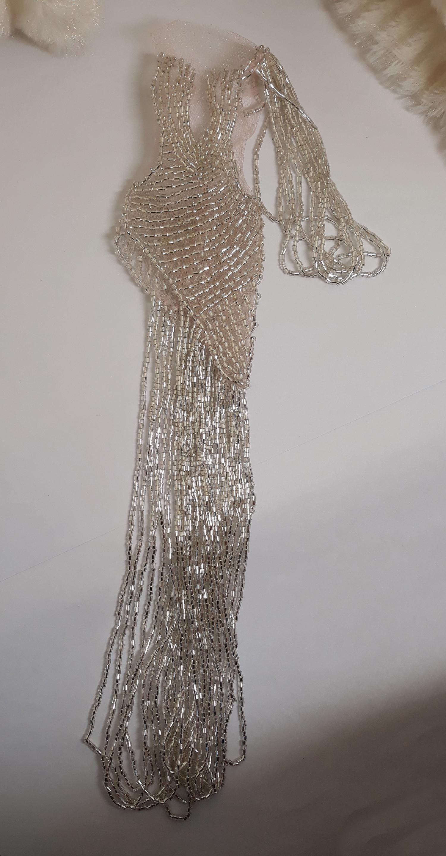 Grey Bling Barbie Crystal Embroidery Flared Gown main image 1