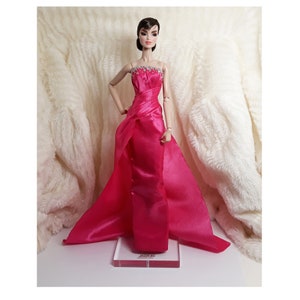 Evening Gown Dress Outfit Fits Silkstone FR Doll Handmade Pink Sleek
