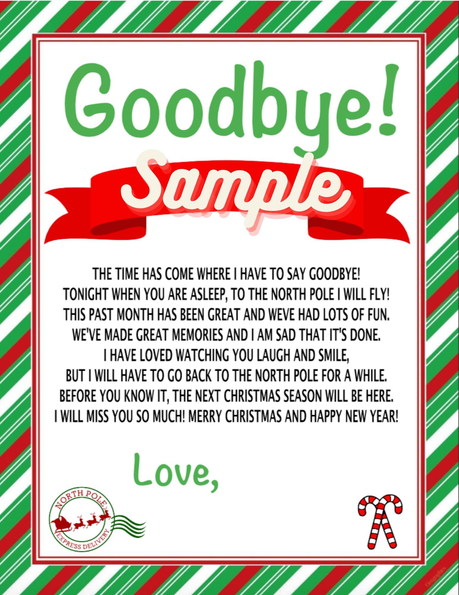 Editable Elf Goodbye Letter, Elf Goodbye Note, Christmas Elf Good Bye ...
