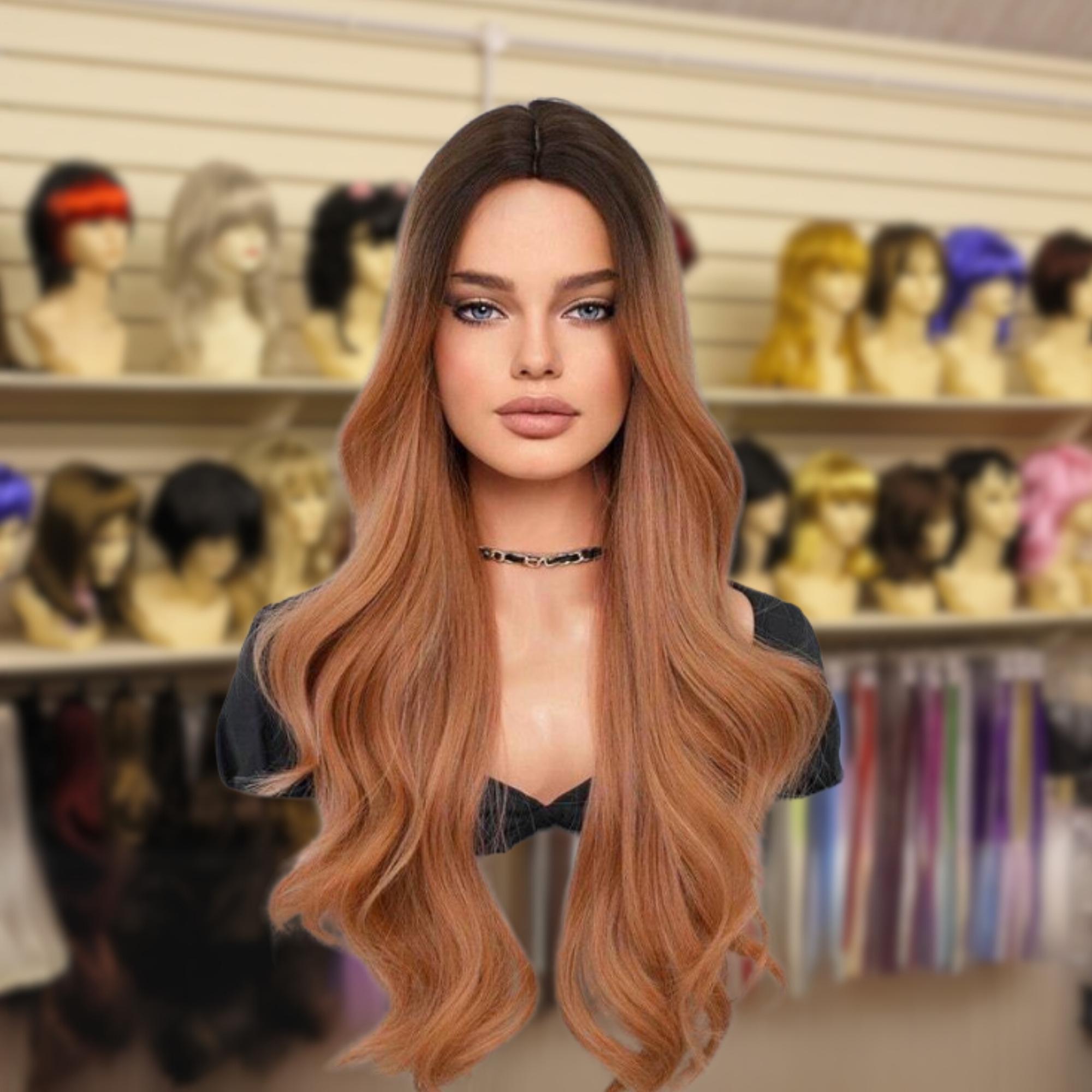 Women Cosplay Daily Natural Hair Wig Heat Resistant Fiber - Brown with Ombre Blo Ladies Synthetic Wigs Mid Length Layered Wig With Bangs  main image 4