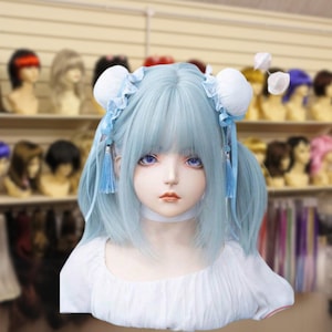 Cosplay Women Blue Wig, Anime Blue Wig, Women Blue Wig, Party Wig, Lihgt Blue Wig, Ocean Wig, Party Wig