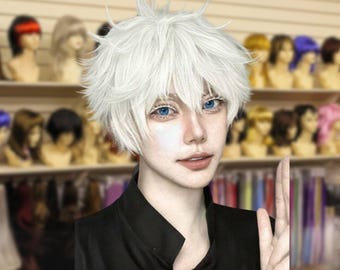 Anime White Cosplay Wig, Women White Wig, Men White Wig, White Wig, Party Wig, White Party Wig, Animation Wig, Gift