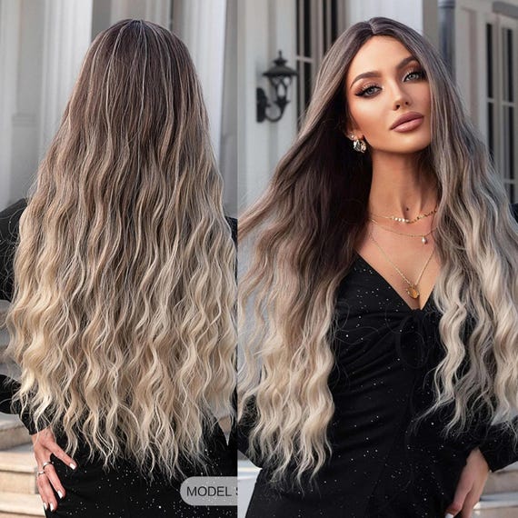 Womens Wigs 30 Inch Long Natural Wavy Curly Wigs, Highlight  display picture 2