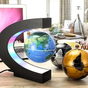 Magnetic Levitation Floating Globe 3 inch with LED Lights C Shape World Map