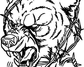 Geketende beer, beervector, vectorkunst, grizzlybeerkunst, beerkunst, digitale download, vectoren