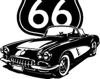 Route 66 Vector, 66, Vector, Digitale download, Vectorillustraties, Vectorkunst, Afdrukbare afbeelding, Retro-ontwerpen