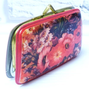 Cartera soviética vintage Cartera floral Cartera antigua Cartera de los años 70 Cartera de la época de la URSS Cartera de mujer Monedero pequeño Monedero
