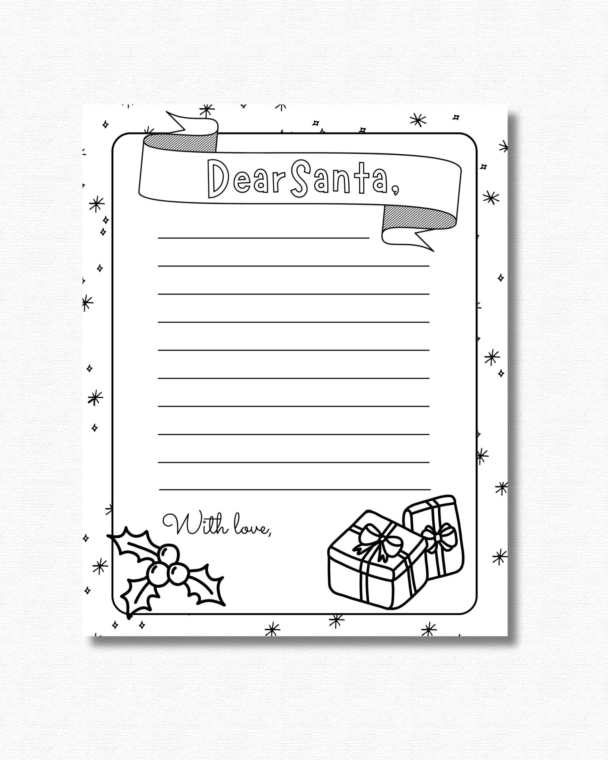 Letter to Santa Coloring Page, Santa Letter, Letter to Santa, Kids