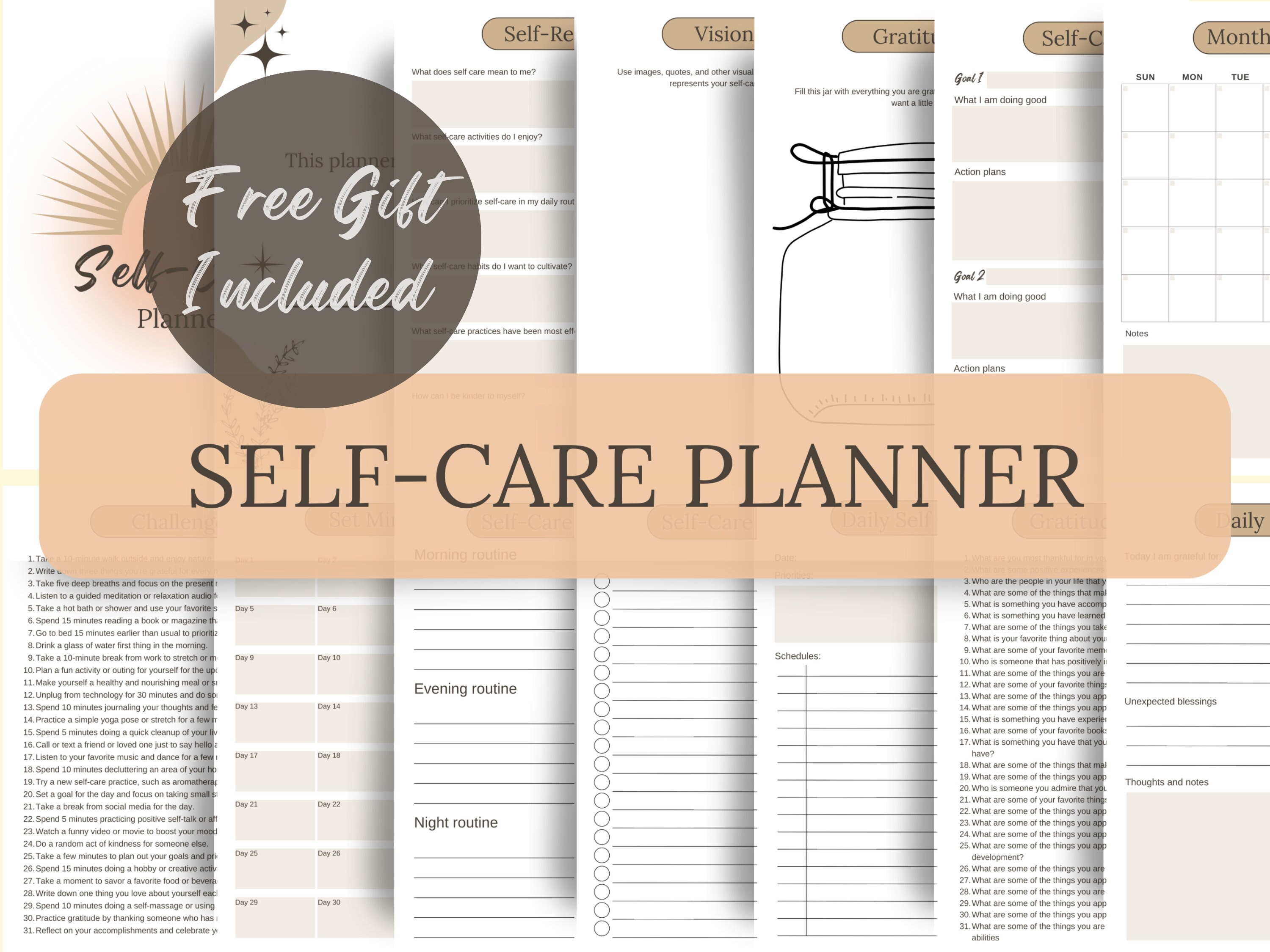 Self Care Planner Printable, Self Love Journal, Mental Health Worksheet ...