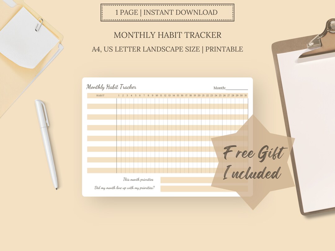 Monthly Habit Tracker Printable: Self Care Routine (PDF) - Etsy