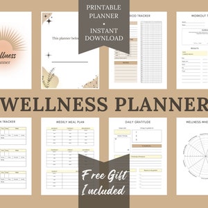 Wellness Journal Printable, Self Care Planner, Simple Habit Tracker, Weekly Meal Planner, Daily Gratitude Journal, Weekly Workout Log