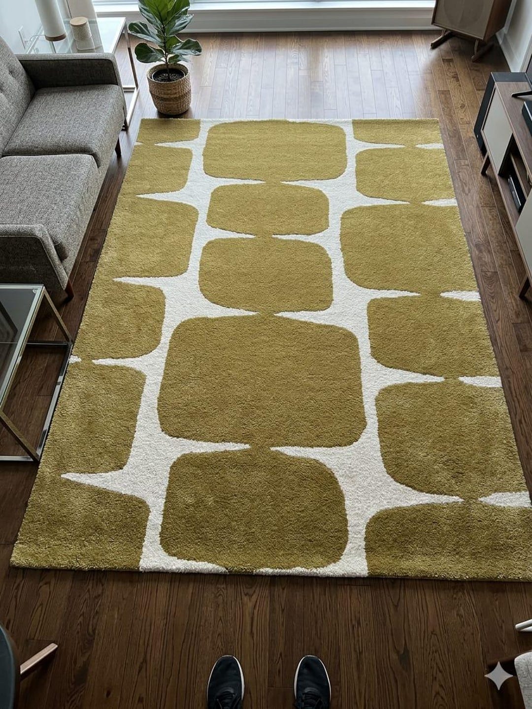 Hand Tufted Mid Century Modern Rug | Olive Green Geometric Area Rug ...
