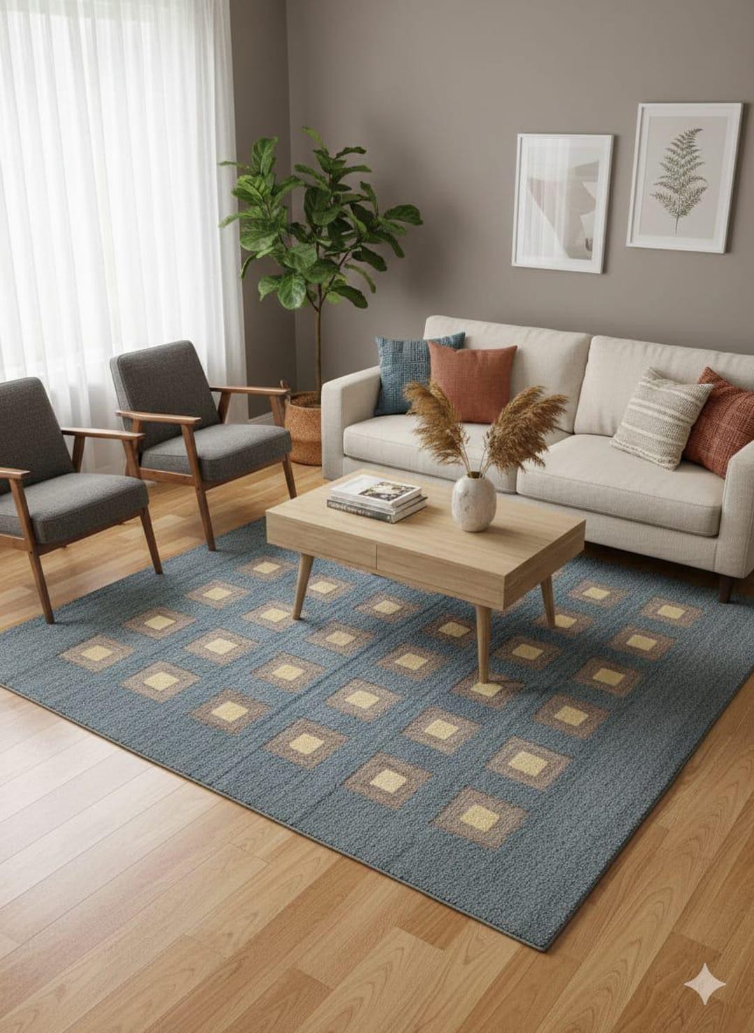 Square Pattern Rugs Hand Tufted Wool Area Rug | Modern Geometric Square Pattern Rug | 8X10 ...