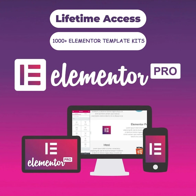 Elementor Pro con oltre 1000 kit di modelli Elementor / Aggiornamenti a vita / Ultima versione / GPL immagine 1