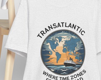 Camiseta Transatlántica: Donde las zonas horarias temen pisar / Geografía de la aviación para trabajadores remotos