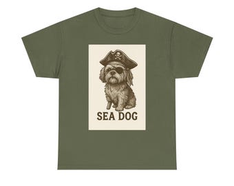 Shih-Tzu Pirate Dog T-Shirt, Nautical Graphic Tee, Dog Lover Gift