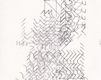 ORIGINAL ink drawing, DIN 15x15cm, "Once Upon a day by the north sea", Abstract Works