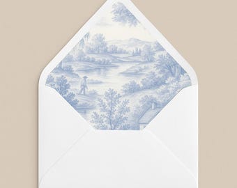 Envelope Liner Template Digital Download, Printable Toile Envelope Liners for Wedding Invitations, Digital Download Wedding Template