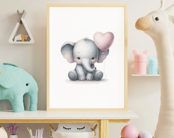 Elephant Nursery Print Elephant Nursery Decor Neutral Kids Decor Cute Elephants Poster Printable Wall Art