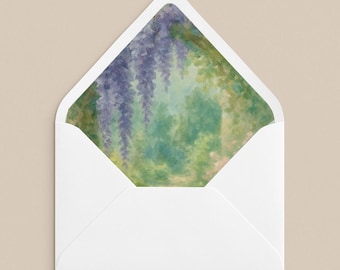 Wisteria Envelope Liner Template Digital Download, Printable Envelope Liners for Wedding Invitations, Digital Download Wedding Template