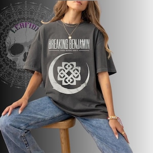 Vintage Breaking Benjamin Band T-shirt, sliten rocktröja, ungdomströja, långärmad, sweatshirt, bekväm färg