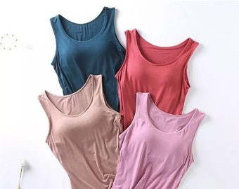 Tank Top with Built In Bra Summer Colours Plus Size Available
