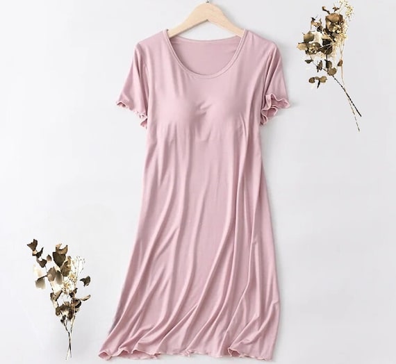 Nightdress Nightgown With Built in Bra Inbuilt Bra and Ruffle Rims Etsy UK