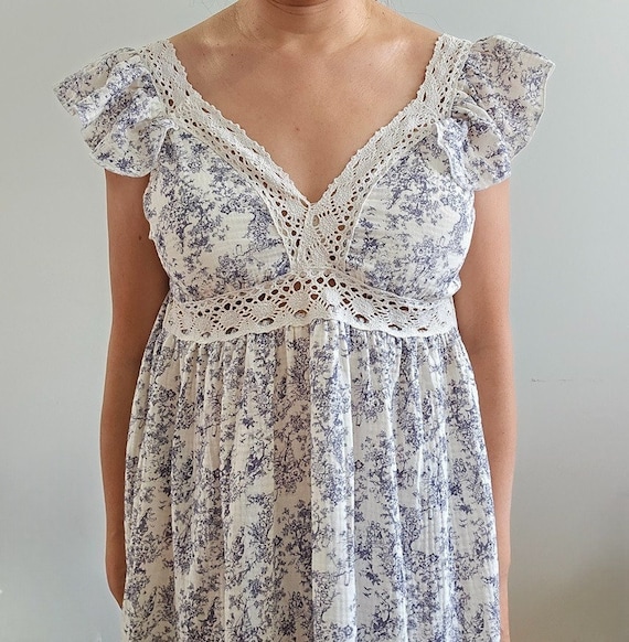 Lace Summer Dress with Removable Bra Cups 100% Cotton