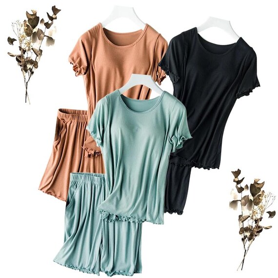 Ensemble pyjama avec soutien gorge integre t shirt et short Etsy France
