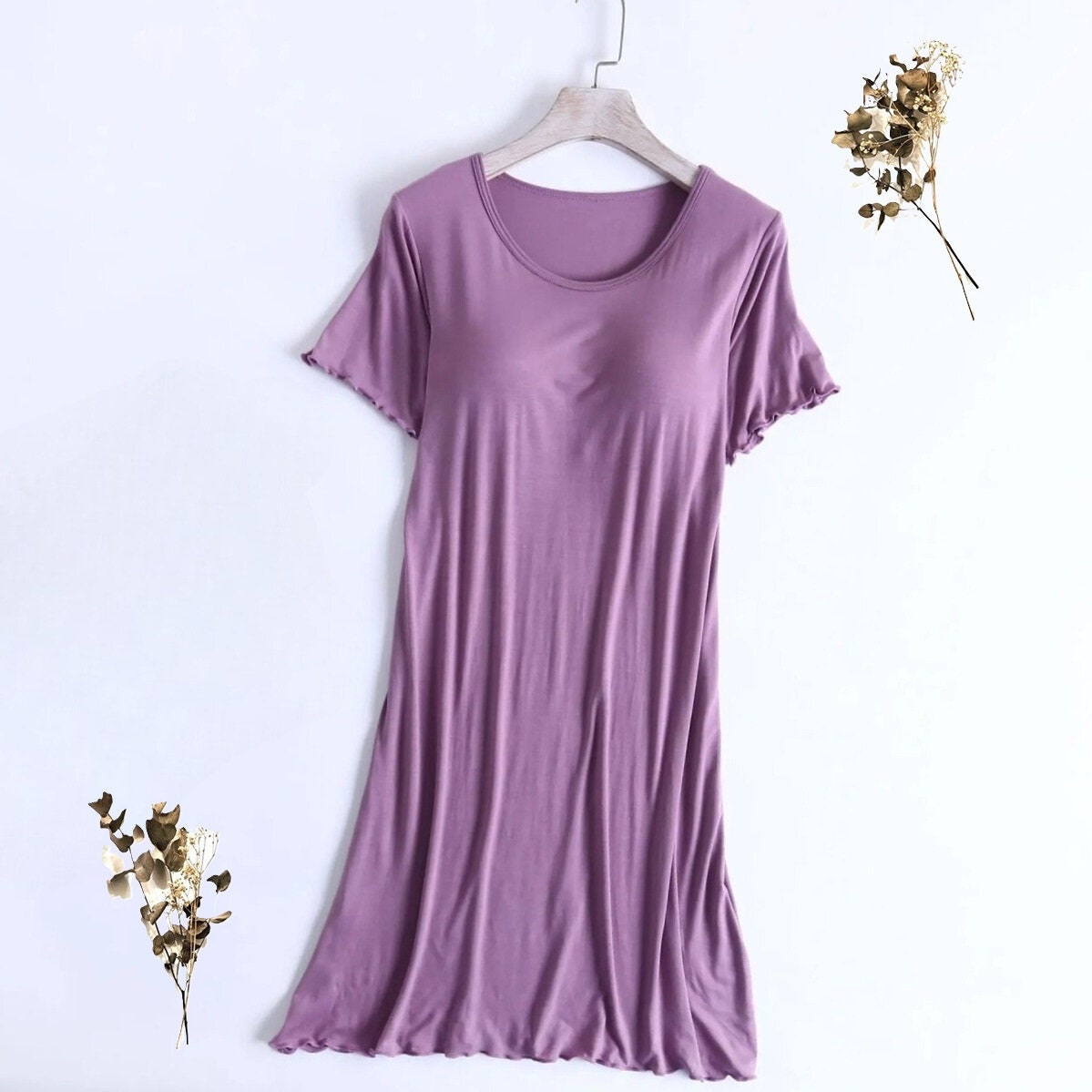 Nightdress Nightgown With Built in Bra Inbuilt Bra and Ruffle Rims Etsy UK