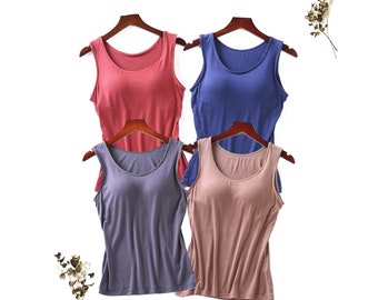 Tank Top with Built In Bra Summer Colours Plus Size Available