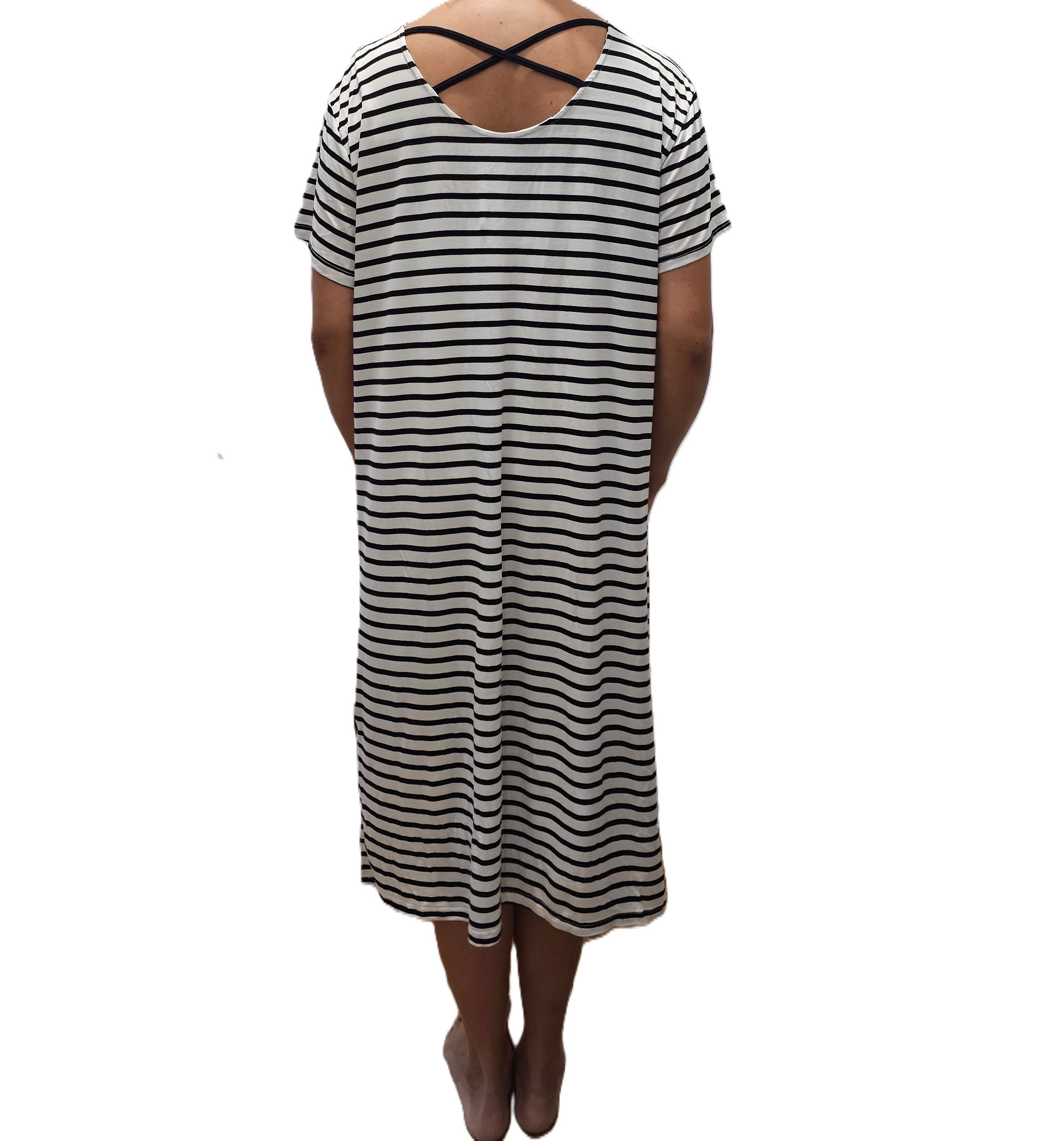 Nightgown Nightdress With Inbuilt Bra Sleeves Stripes S to XL Plus Size Etsy UK