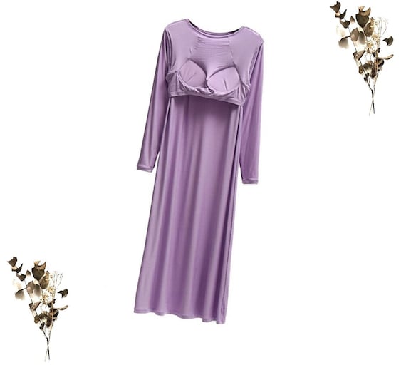 Long Sleeve Nightgown With Built in Bra Etsy UK
