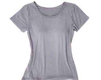 T-Shirt with Built In Bra Top Padding Plus size available