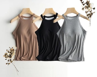 Halter Neck Shirt with Built In Bra