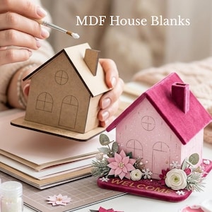 MDF-husämne för jul, DIY-ministugabas för julpysselprojekt, handgjord huslåda för dekoration, personlig present