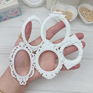 Lot de 5 cadres en résine pour travaux manuels Scrapbooking, embellissements techniques mixtes, cadre photo miniature shabby chic, décoration de maison de poupée