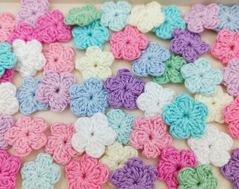 Flowers for craft, 55 pcs. Sewing flower embellishment. Flowers for hair accessories. Scrapbooking flowers.