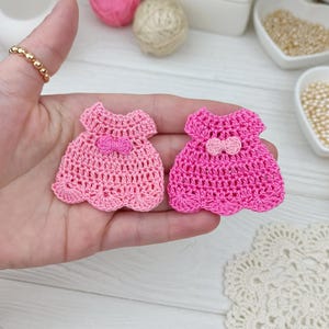 Crochet Dresses Set 2 pcs, Miniature Embellishments for Scrapbooking, Sewing Appliques, Journaling, Sewing, Wedding Projects