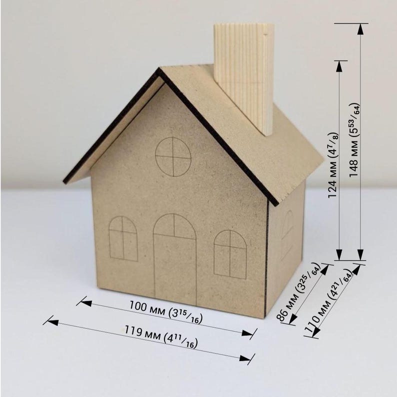 MDF House Blank for Crafts | DIY Decor for Painting & Handmade, Base ...