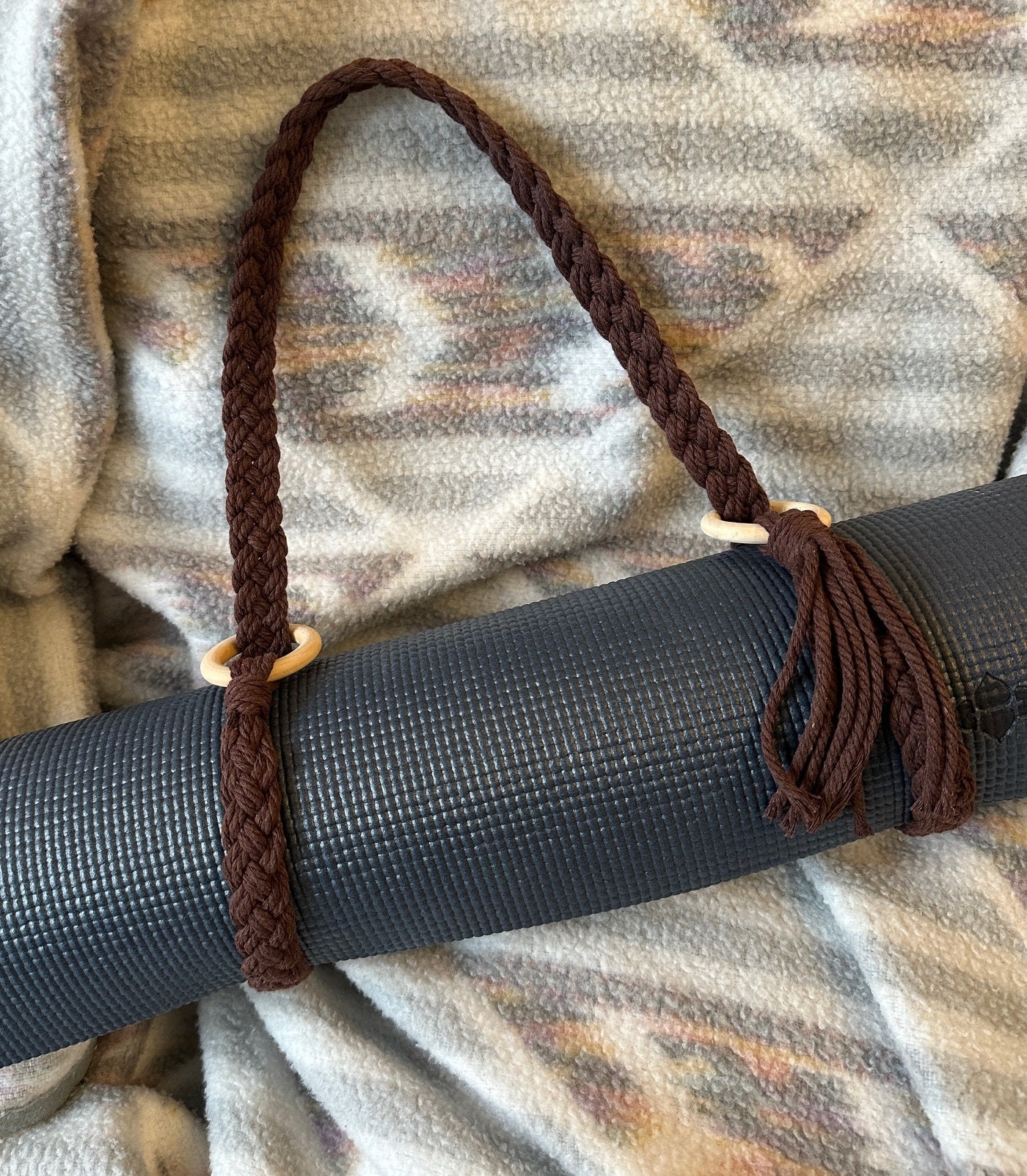 YogizMat Macramé Yoga Mat Strap - Extra Long (66 in) Carrying Sling. Use  For Stretching. Handmade and Eco-Friendly