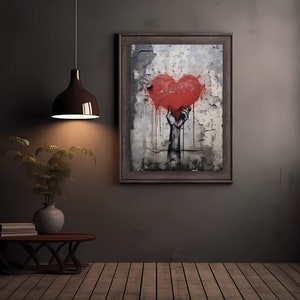 Red Heart Graffiti Print: Street Art Love Poster (Digital Download)