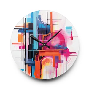 Abstract Graffiti Acrylic Wall Clock: Modern Art Decor