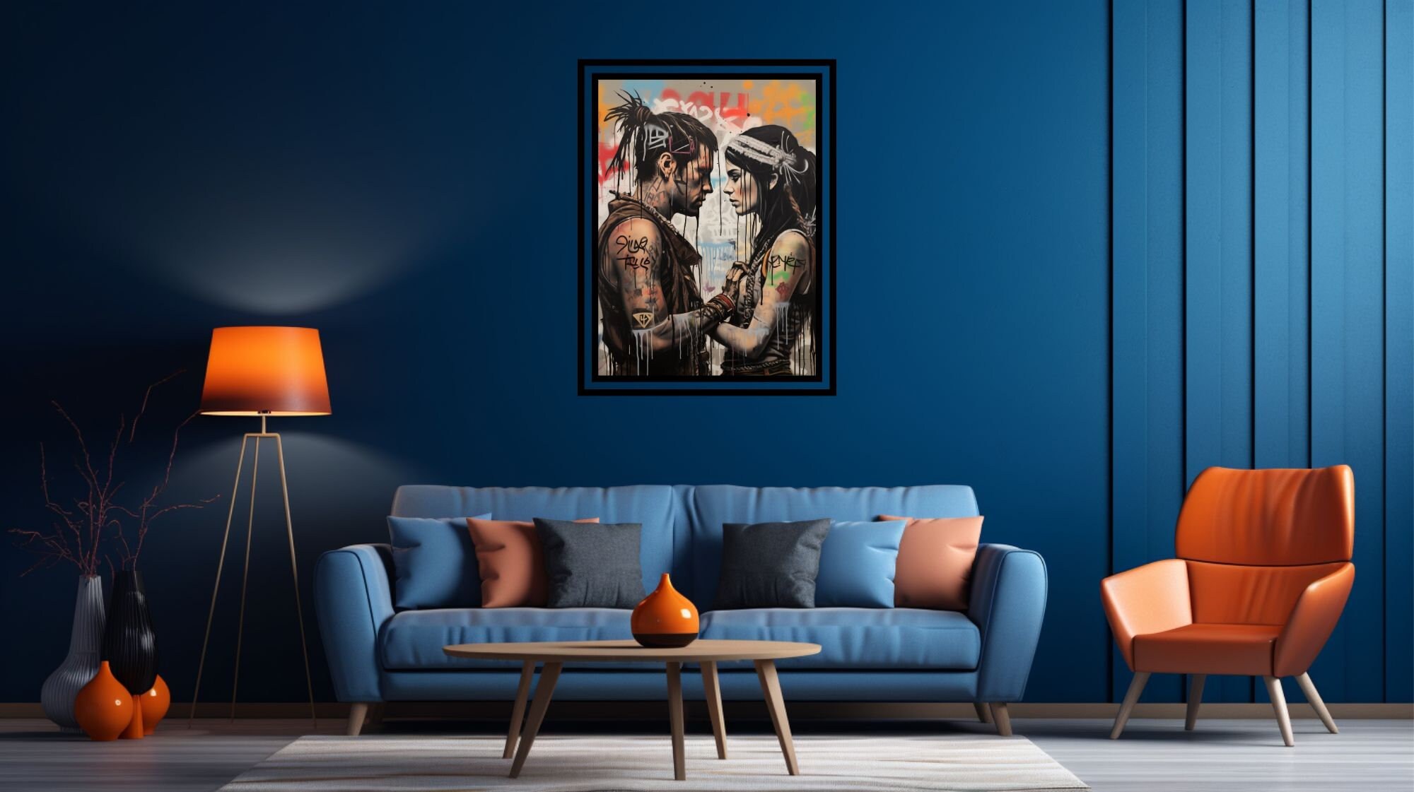 Graffiti Wall Art Romance Love Themed Print, Modern Wall Decor, Couples